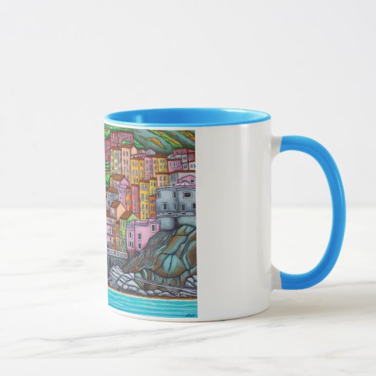 Manarolの美しく、カラフルな、様式化された絵画 マグカップ (右)