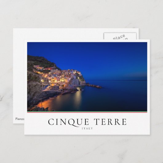 Manarolaの町、Cinque Terre、イタリアの夕べ ポストカード (正面/裏面)