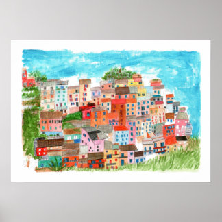Manarola, Cinque Terre，イタリアのポスター ポスター