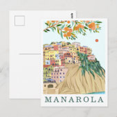 Manarola Cinque Terre Italy Travel Illustration ポストカード (正面/裏面)