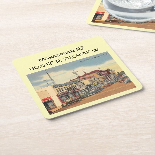 Manasquan NJ座標の経度と緯度 スクエアペーパーコースター (アングル)