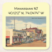 Manasquan NJ座標の経度と緯度 スクエアペーパーコースター (正面)