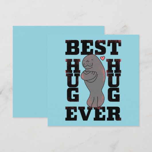 Manatee - Best Hug Ever - Hug - ASL Design サンキューカード (正面/裏面)