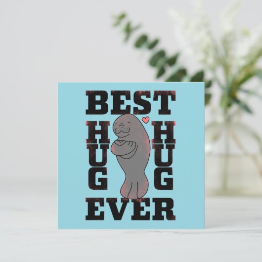 Manatee - Best Hug Ever - Hug - ASL Design サンキューカード (スタンド正面)