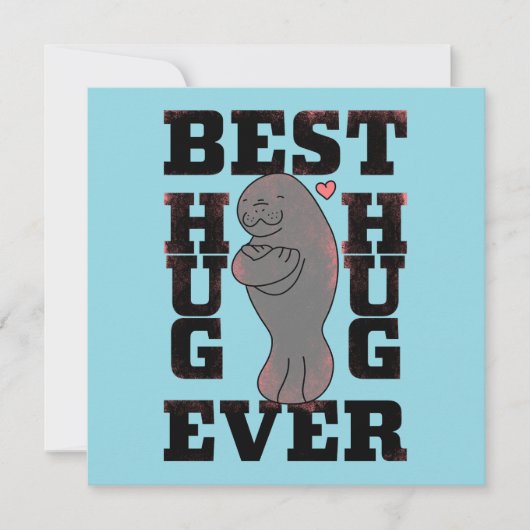 Manatee - Best Hug Ever - Hug - ASL Design サンキューカード (正面)
