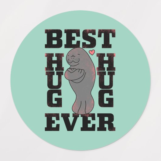 Manatee - Best Hug Ever - Hug - ASL Design ラベル (デザイン2)