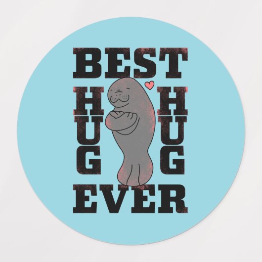 Manatee - Best Hug Ever - Hug - ASL Design ラベル (デザイン1)