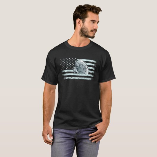 Manatee I USA Manatee American Flag I Manatee Tシャツ (正面フル)