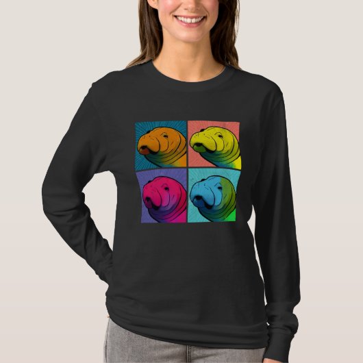 Manatee Pop Illustration Colorful Animal Women Tシャツ (正面)