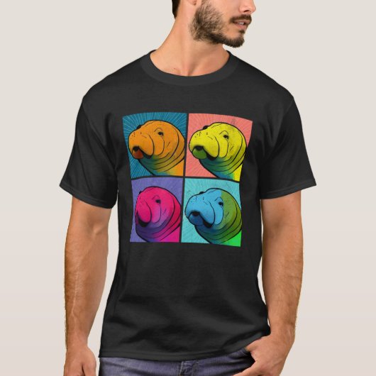 Manatee Pop Illustration Colorful Animal Women Tシャツ (正面)