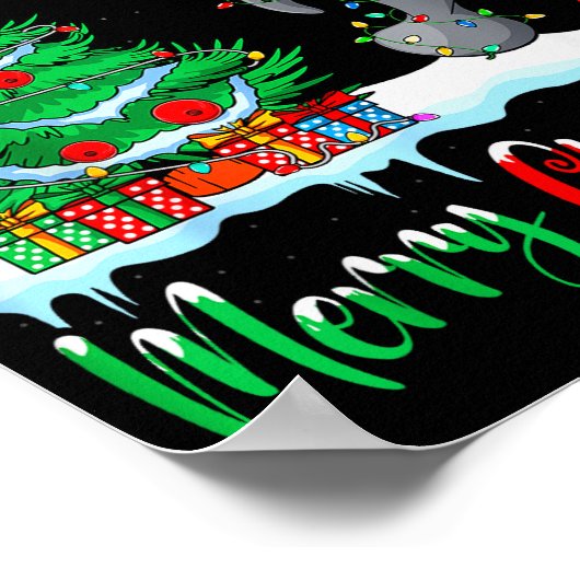 Manatee Santa Hat Xmas Tree Merry Christmas Manate ポスター (角)