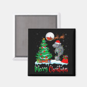 Manatee Santa Hat Xmas Tree Merry Christmas Manate マグネット (正面/裏面)