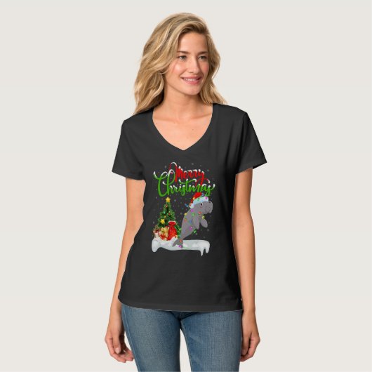 Manatee   Xmas Decorations Santa Manatee Christmas Tシャツ (正面フル)
