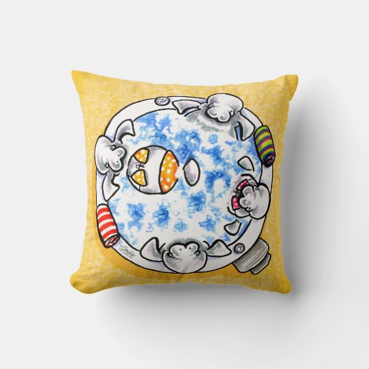 Manatees Hot TubおもしろいOff-Reach Art™ クッション (正面)