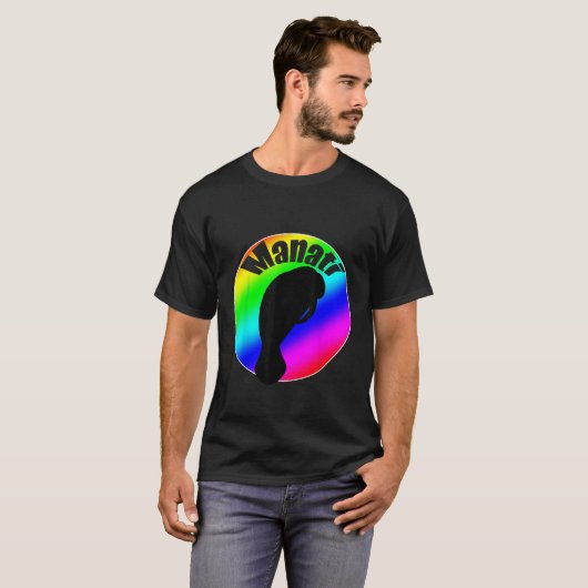 Manati Sea Cow in Rainbow with Lettering Tシャツ (正面フル)