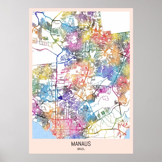 Manaus Brazil City Map ポスター (正面)