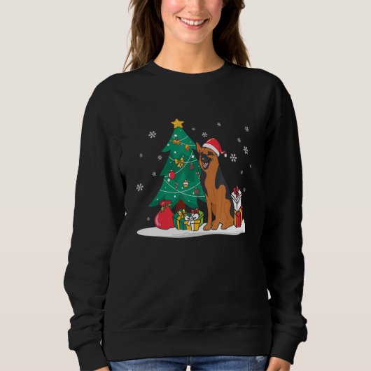Manchester Terrier Christmas Tree Light Pajama Dog スウェットシャツ (正面)