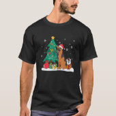 Manchester Terrier Christmas Tree Light Pajama Dog Tシャツ (正面)
