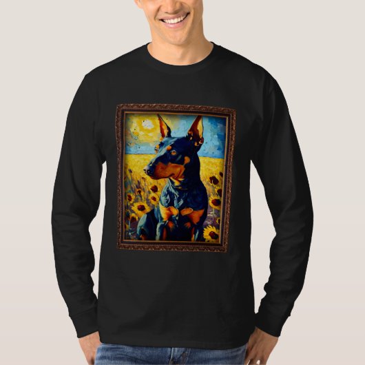 Manchester Terrier Painting Sunflower Flower Mom W Tシャツ (正面)