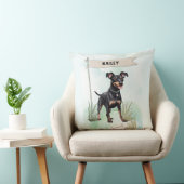 Manchester Terrier Watercolor Personalized Dog クッション (椅子)