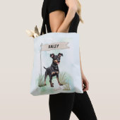 Manchester Terrier Watercolor Personalized Dog トートバッグ (クローズアップ)