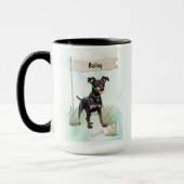 Manchester Terrier Watercolor Personalized Dog マグカップ (左)