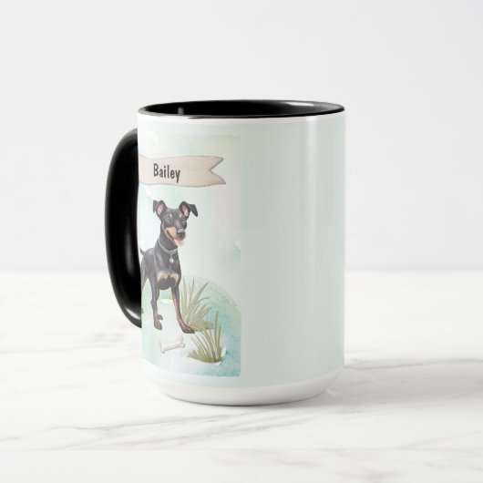 Manchester Terrier Watercolor Personalized Dog マグカップ (正面左)