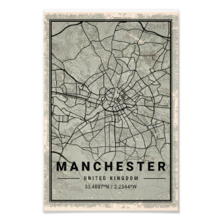 Manchester united kingdom  map print poster canvas フォトプリント           