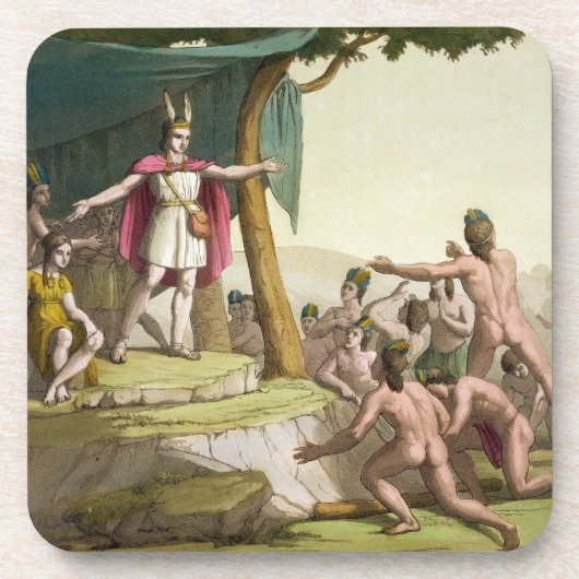 Manco Capac王およびCoya homを受け取っている女王のママ コースター (正面)