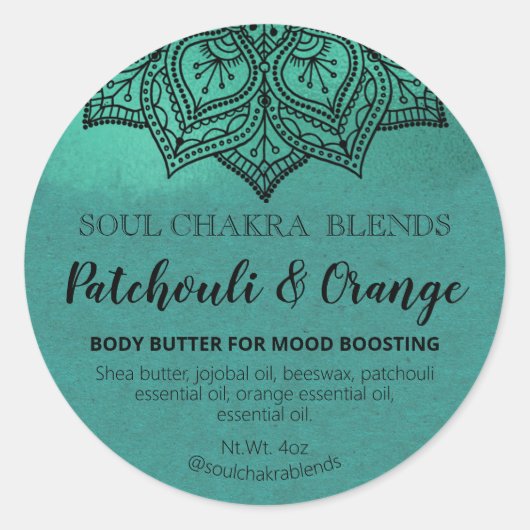 Mandala製品パッケージのムードブレンドラベル ラウンドシール (正面)