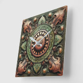 Mandala Art スクエア壁時計 (傾斜)