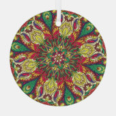 Mandala Bandana:ヴィンテージシームレスデザイン。 ガラスオーナメント (裏面)
