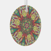 Mandala Bandana:ヴィンテージシームレスデザイン。 ガラスオーナメント (正面右)