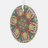 Mandala Bandana:ヴィンテージシームレスデザイン。 ガラスオーナメント (正面左)