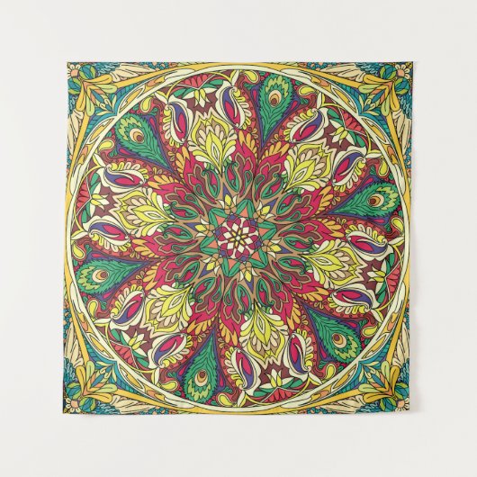 Mandala Bandana:ヴィンテージシームレスデザイン。 タペストリー (正面)