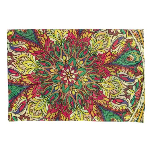 Mandala Bandana:ヴィンテージシームレスデザイン。 枕カバー (正面)
