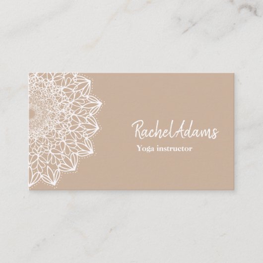 Mandala Beige Braun Weiß 名刺 (正面)