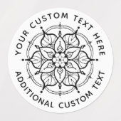 Mandala Black and White label ラベル (デザイン2)