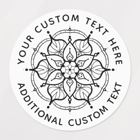 Mandala Black and White label ラベル (デザイン1)
