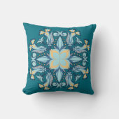 Mandala Bloom Pillow in Teal クッション (正面)
