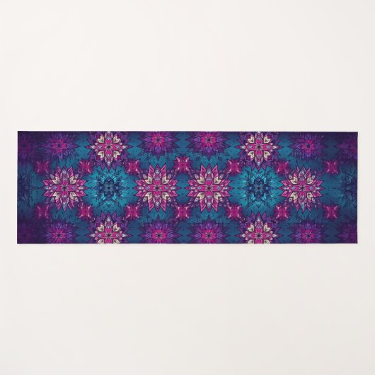 Mandala Bloom Yoga Mat – Vibrant Floral Pattern ヨガマット (正面(横))