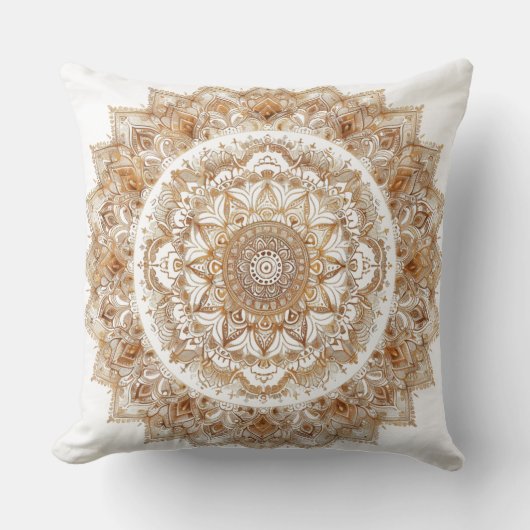 Mandala boho chic doré pour déco zen ✨ クッション (正面)