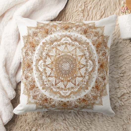Mandala boho chic doré pour déco zen ✨ クッション (ブランケット)