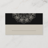 Mandala Boho Chic Indian Elegant Black Wedding  プレイスカード (正面)
