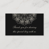 Mandala Boho Chic Indian Elegant Black Wedding  プレイスカード (正面)