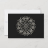 Mandala Boho Indian Elegant Black Wedding 出欠カード (裏面)