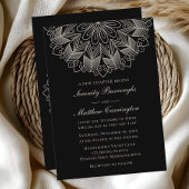 Mandala Boho Indian Elegant Black Wedding 招待状