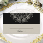 Mandala Boho Indian Elegant Black Wedding Escort プレイスカード