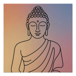 Mandala Buddha : Serene Line Art Zen Spirit ポスター