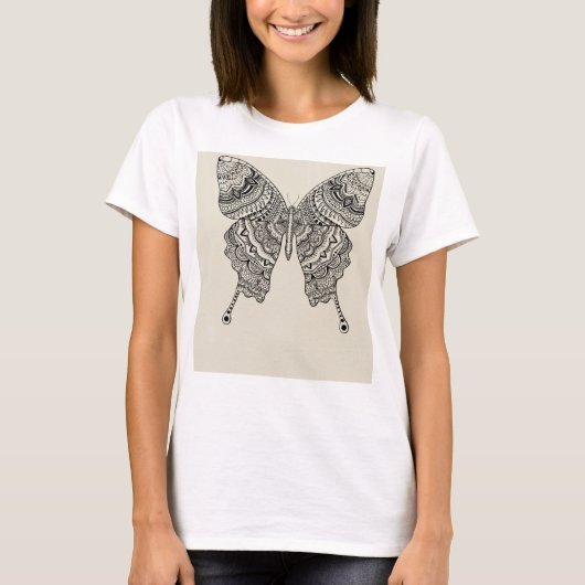Mandala Butterfly T-Shirt – Boho Aesthetic Design Tシャツ (正面)